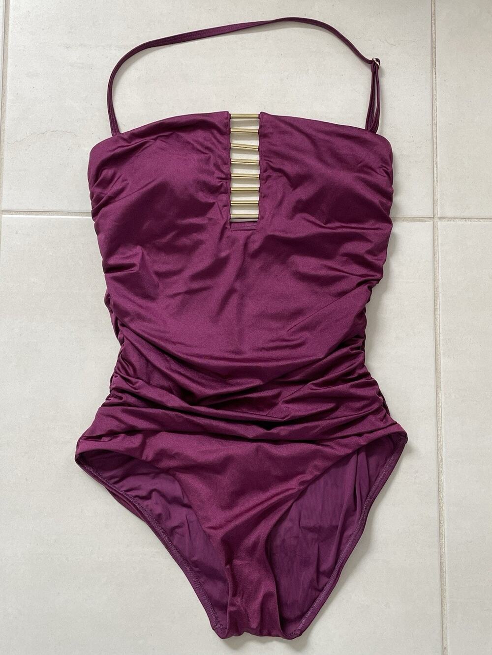 Tahari Swim One Piece Swimsuit Ruched Cut Out Swimwear FLAW